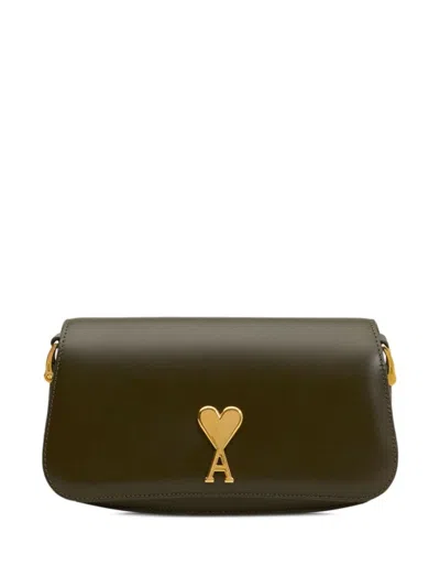 Ami Alexandre Mattiussi Burgundy Leather Shoulder Bag Paris Paris Bag Red In Eggplant