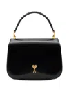 Ami Alexandre Mattiussi Black Handbag With Adc Patch On The Front And Adjustable And Removable Shoulder Strap In Leather Wom In Black