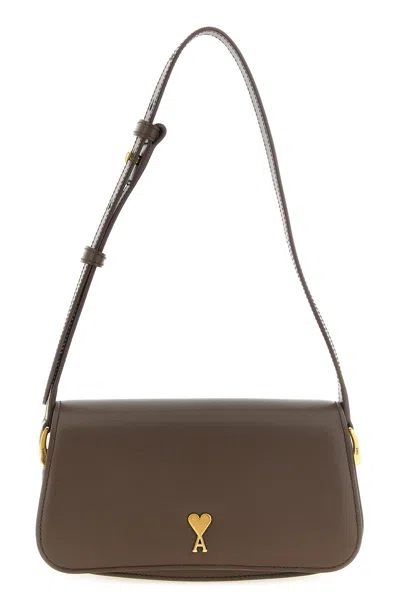 Ami Alexandre Mattiussi 'paris Paris' Shoulder Bag In Braun