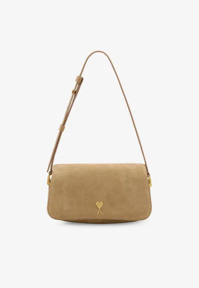 Ami Alexandre Mattiussi Paris Paris Suede Shoulder Bag In Brown