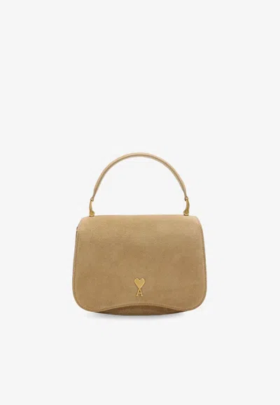 Ami Alexandre Mattiussi Paris Paris Suede Top Handle Bag In Brown