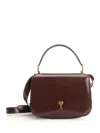 Ami Alexandre Mattiussi Bordeaux Handbag With Adc Patch On The Front And Adjustable And Removable Shoulder Strap