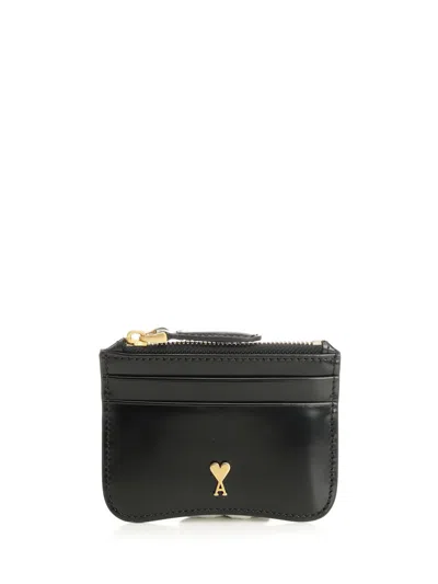 Ami Alexandre Mattiussi Paris Paris Zipped Card Holder Wallets Black