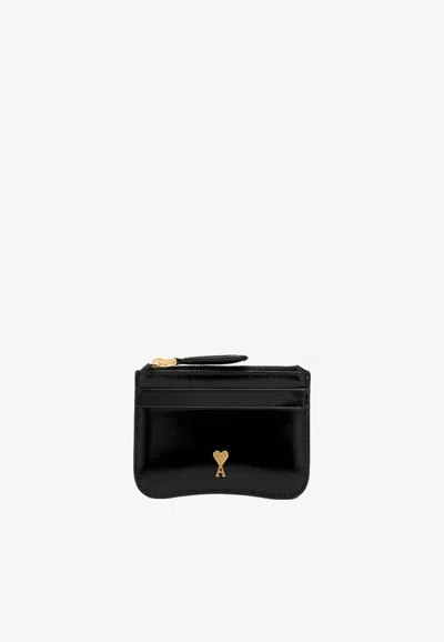 Ami Alexandre Mattiussi Paris Paris Zipped Leather Cardholder In Black