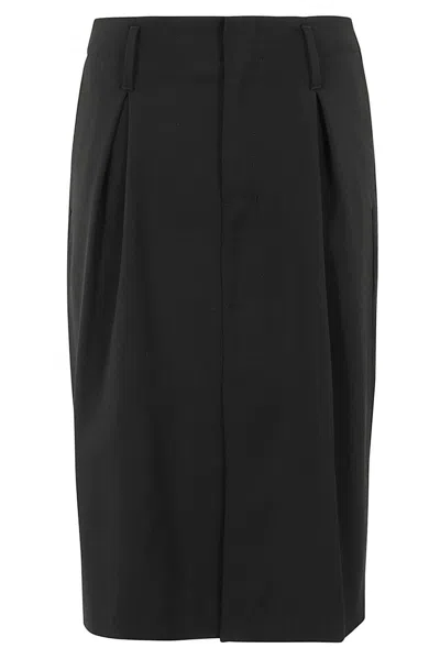 Ami Alexandre Mattiussi Paris Pleated Detail Midi Pencil Skirt In Noir