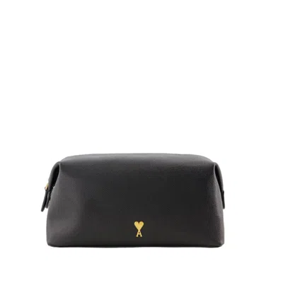 Ami Alexandre Mattiussi Paris Toilet Pouch - Leather - Black