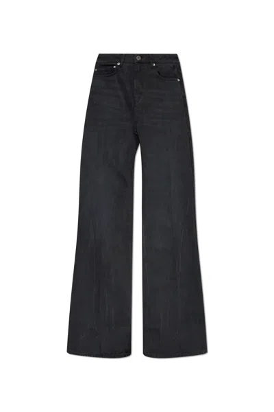 Ami Alexandre Mattiussi Wide Leg Cotton Trousers With Front Pockets In Black