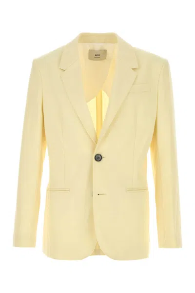 AMI ALEXANDRE MATTIUSSI PASTEL YELLOW WOOL BLAZER