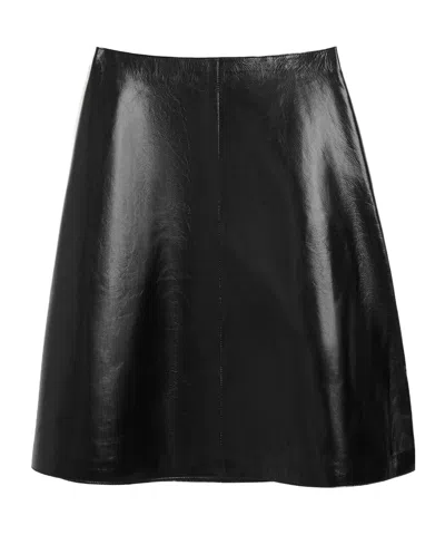 Ami Alexandre Mattiussi Patent Leather A-line Midi Skirt In Black