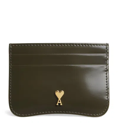 Ami Alexandre Mattiussi Patent Leather Logo Card Holder In Brown