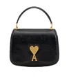 Ami Alexandre Mattiussi Grained Texture Adjustable Strap Bag Gold-tone Hardware In Black