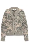 Ami Alexandre Mattiussi Ami Paris Jacquard V-neck Buttoned Cardigan In Beige/ Antique Clay