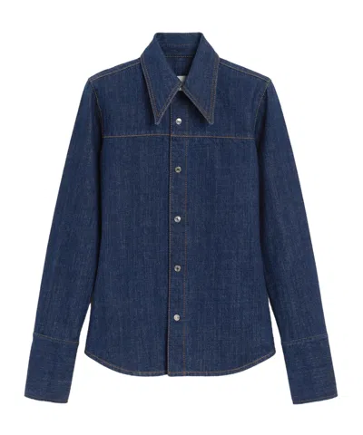Ami Alexandre Mattiussi Women Blue Denim Full Sleeves Shirt, Xs Luxury Shirts For Women Darveys
