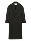 Ami Alexandre Mattiussi Black Wool Double Breasted Long Coat Grey In Black