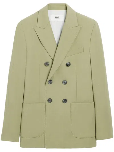 Ami Alexandre Mattiussi Peak-lapels Double-breasted Blazer In Green
