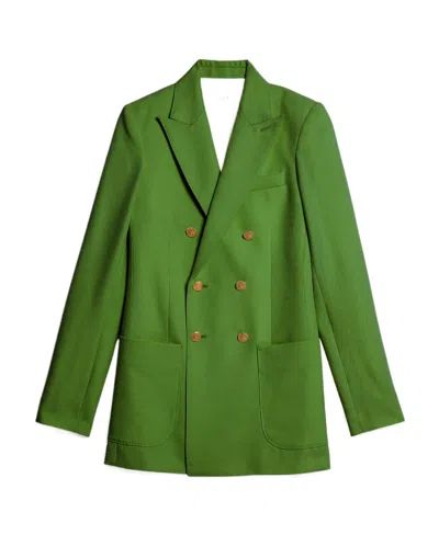 Ami Alexandre Mattiussi Peaked-lapel Double-breasted Blazer In Green