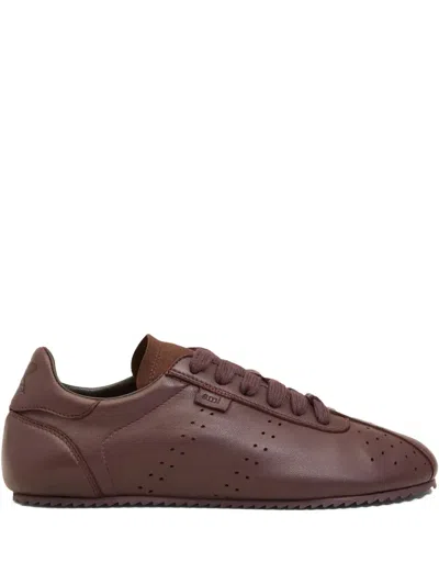 Ami Alexandre Mattiussi Perforated Leather Lace-up Sneakers In Red
