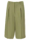 Ami Alexandre Mattiussi Ami Paris Pin Tuck Bermuda Shorts In Green