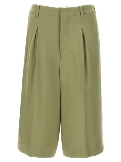 Ami Alexandre Mattiussi Ami Paris Pin Tuck Bermuda Shorts In Green