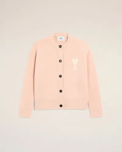 Ami Alexandre Mattiussi Pink Alpaca Ami De Coeur Cardigan Pink In Brown
