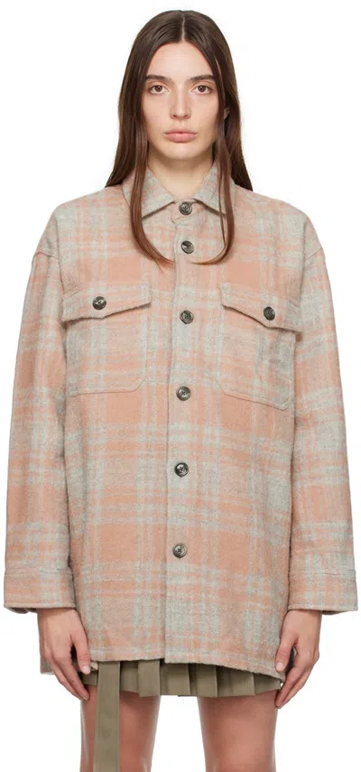 Ami Alexandre Mattiussi Karierte Hemdjacke In Pink/ Pearl Grey/665
