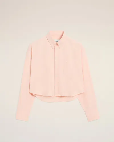 AMI ALEXANDRE MATTIUSSI PINK COTTON AMI DE COEUR CROPPED OVERSIZED SHIRT PINK