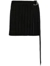 Ami Alexandre Mattiussi Pinstripe-pattern Belted Skirt In 0013 Black/chalk
