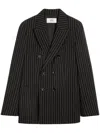 Ami Alexandre Mattiussi Pinstripe-print Double-breasted Blazer In Black