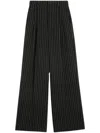 Ami Alexandre Mattiussi Pinstripe-print Wide-leg Trousers In Black