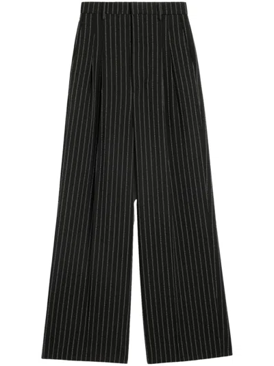 Ami Alexandre Mattiussi Pinstripe-print Wide-leg Trousers In Black