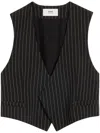 Ami Alexandre Mattiussi Pinstriped Crepe Vest In Black