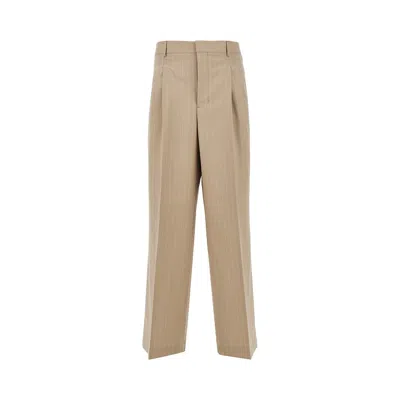 Ami Alexandre Mattiussi Pinstriped Gabardine Pants With Darts In Neutral