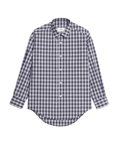 Ami Alexandre Mattiussi Plaid-pint Long-sleeve Shirt In Gray