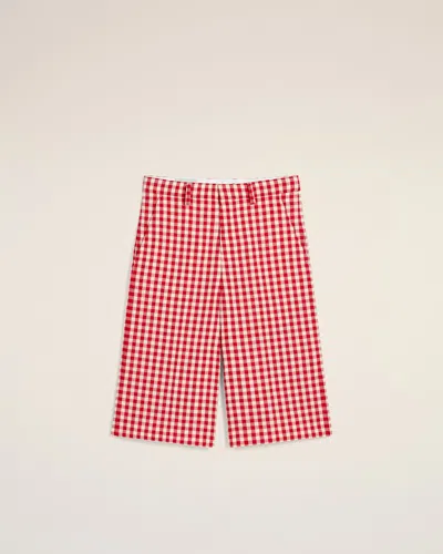 AMI ALEXANDRE MATTIUSSI PLAID RED WOOL WIDE BERMUDA RED