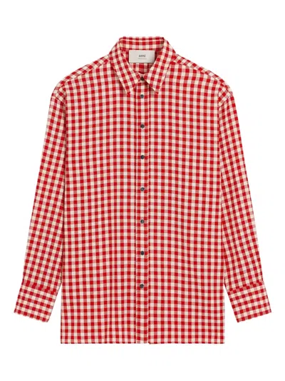 Ami Alexandre Mattiussi Plaid Wool Shirt In Red