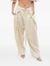 Ami Alexandre Mattiussi Wide-leg Pants With Pleated Effect Belt In Neutral