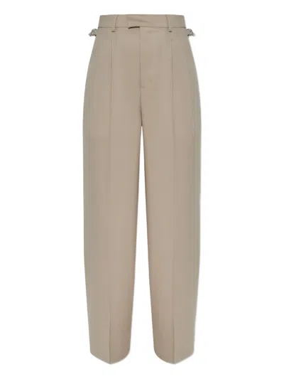 AMI ALEXANDRE MATTIUSSI PLEATED BUCKLE-FASTENING TROUSERS