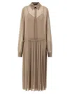 Ami Alexandre Mattiussi Pleated Midi Shirt Dress In Nude