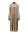 Ami Alexandre Mattiussi Pleated Midi Shirt Dress In Nude