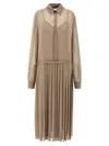Ami Alexandre Mattiussi Pleated Midi Shirt Dress In Nude
