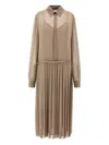 Ami Alexandre Mattiussi Pleated Midi Shirt Dress In Nude