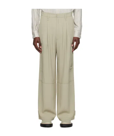 Ami Alexandre Mattiussi Pleated Overalls Casual Trousers In Green