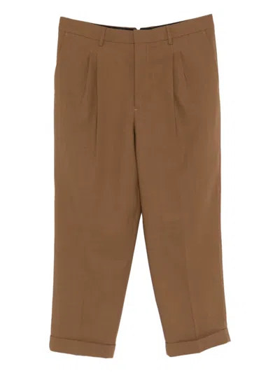 Ami Alexandre Mattiussi Pleated Pants In Brown