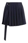 Ami Alexandre Mattiussi Pleated Virgin Wool Miniskirt In Blue