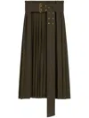 Ami Alexandre Mattiussi Green Wool Twill Belted Pleated Skirt Green In Green
