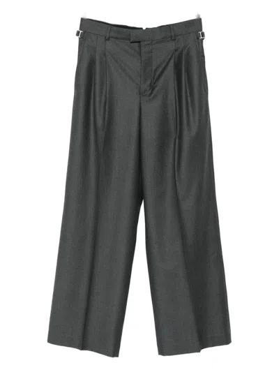 Ami Alexandre Mattiussi Pleated Tab Trousers In Gray