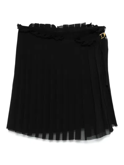 Ami Alexandre Mattiussi Pleated Twill Mini Skirt In Black