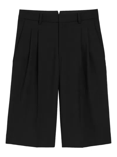 Ami Alexandre Mattiussi Black New Wool Low Waist Wide Bermuda Shorts Black