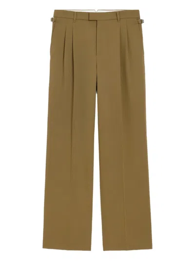 Ami Alexandre Mattiussi Pleated Wide-leg Tailored Trousers In Brown