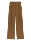 Ami Alexandre Mattiussi Brown Wool High Waist Tabs Wide Trousers Brown